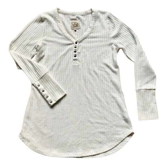 CHASER White Button Cuff Knit Thermal Top M - Picture 1 of 5